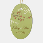 Plum Blossom Monogram Custom Ornament Light Green (Links)