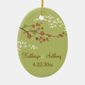 Plum Blossom Monogram Custom Ornament Light Green (Voorkant)