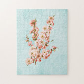 Plum Blossom op Aged Denim Legpuzzel (Verticaal)