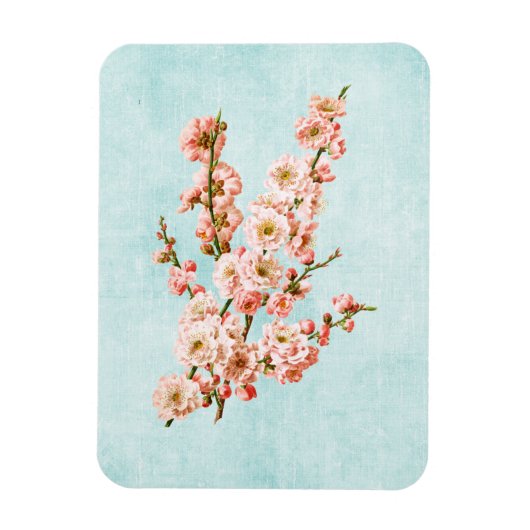 Plum Blossom op Aged Denim Magneet (Verticaal)