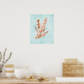 Plum Blossom op Aged Denim Poster (Keuken)
