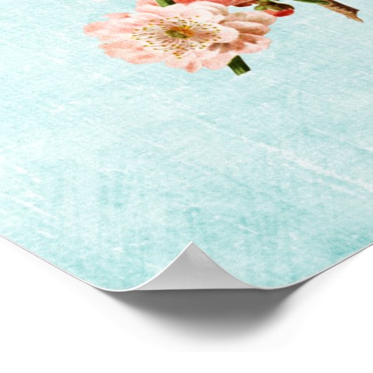 Plum Blossom op Aged Denim Poster (Hoek)