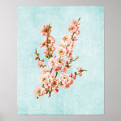 Plum Blossom op Aged Denim Poster (Voorkant)