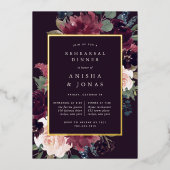 Plum Blossom Rehearsal Dinner Folie Uitnodiging (Voorkant)