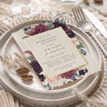 Plum Blossom Rehearsal Dinner Folie Uitnodiging<br><div class="desc">De uitnodiging voor het diner voor het bloemetje van de bloemetjesrepetitie van Chic floral is voorzien van een grens van het bogundy marsala paars, een wazige roze en stoffige blauwe bloemen, met een dunne botanische bladeren en een groene en gouden folievlek. Pas uw trouwceremonie aan met de details van de...</div>