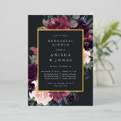 Plum Blossom Rehearsal Dinner Folie Uitnodiging (Staand Voorkant)