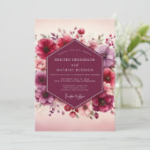Plum Blossom Romance Wedding Kaart (Staand voorkant)