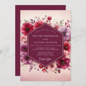 Plum Blossom Romance Wedding Kaart (Voorkant / Achterkant)