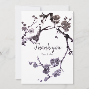 Plum blossom suma ink bedankkaart