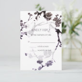 Plum blossom suma ink RSVP kaartje (Staand voorkant)