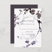Plum blossom suma ink RSVP kaartje (Voorkant / Achterkant)