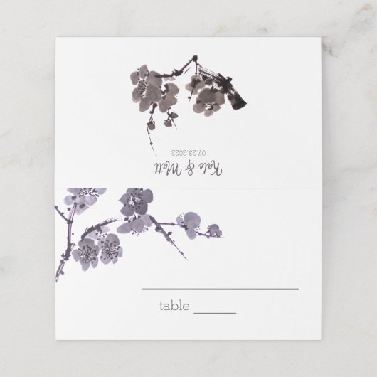 Plum blossom suma plaatskaartje (Buitenkant ongevouwen)