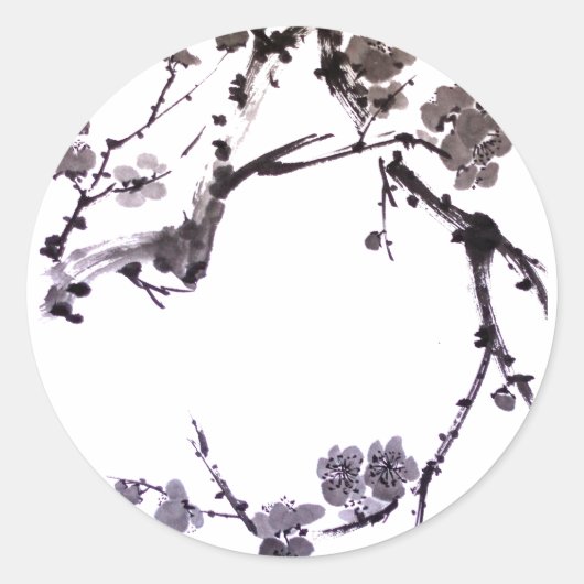 Plum blossom suma ronde sticker (Voorkant)