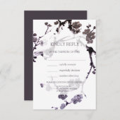 Plum blossom sumie ink Meal Choice RSVP Kaartje (Voorkant / Achterkant)