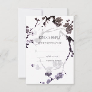 Plum blossom sumie ink Whit background RSVP Kaartje