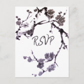 Plum blossom sumie RSVP met maaltijdkeuze Uitnodiging Briefkaart (Voorkant)