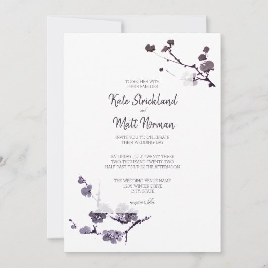 Plum blossom sumie Wedding Kaart (Voorkant)
