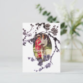 Plum blossom sumie Wedding Photo Briefkaart (Staand voorkant)
