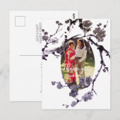 Plum blossom sumie Wedding Photo Briefkaart (Voorkant / Achterkant)
