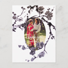 Plum blossom sumie Wedding Photo Briefkaart
