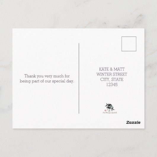 Plum blossom sumie Wedding Photo Briefkaart (Achterkant)