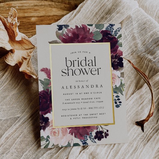 Plum Blossom Vrijgezellenfeest Folie Uitnodiging