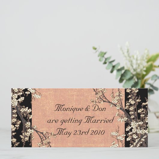 Plum Blossom Wedding Invitation Kaart (Staand voorkant)