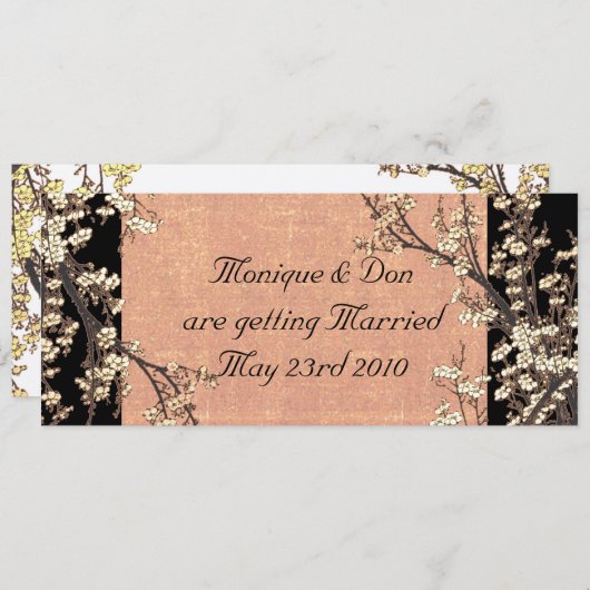 Plum Blossom Wedding Invitation Kaart (Voorkant / Achterkant)