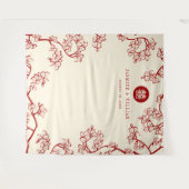 Plum Blossom Xi Chinese Weddenschap Achtergrond Wandkleed (Voorkant (horizontaal))