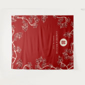 Plum Blossom Xi Chinese Weddenschap Achtergrond Wandkleed (Voorkant (horizontaal))