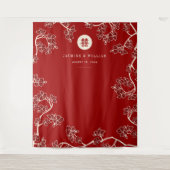 Plum Blossom Xi Chinese Weddenschap Achtergrond Wandkleed (Voorkant)