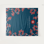 Plum Blossom Xi Chinese Weddenschap Achtergrond Wandkleed (Voorkant (horizontaal))
