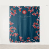 Plum Blossom Xi Chinese Weddenschap Achtergrond Wandkleed (Voorkant)