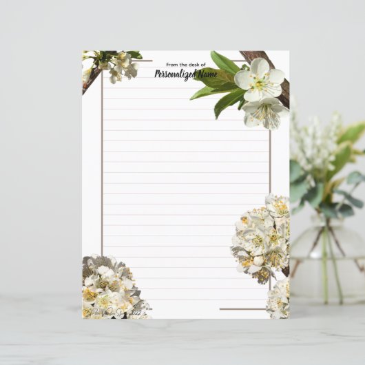 Plum Blossoms Lined Paper Sheet (Staand voorkant)