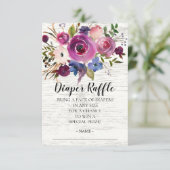 Plum & Blue Baby shower Luier Raffle Ticket Kaart (Staand voorkant)