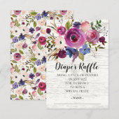 Plum & Blue Baby shower Luier Raffle Ticket Kaart (Voorkant / Achterkant)