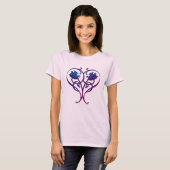 Plum Blue Floral Art Design T-shirt (Voorkant volledig)