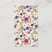 Plum Blue Floral Baby shower Luier Raffle Ticket Informatiekaartje (Achterkant)