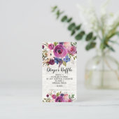 Plum Blue Floral Baby shower Luier Raffle Ticket Informatiekaartje (Staand voorkant)