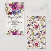 Plum Blue Floral Baby shower Luier Raffle Ticket Informatiekaartje (Voorkant / Achterkant)