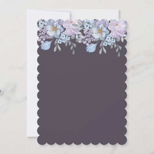 Plum Blue lavender floral design 50e verjaardag Kaart (Achterkant)