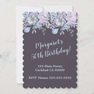 Plum Blue lavender floral design 50e verjaardag Kaart