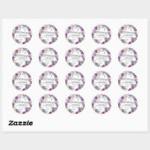 Plum Blush Bloemen Doopenvelop Seal Ronde Sticker (Vel)