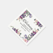 Plum Blush Bloemen Gepersonaliseerde doop Servet (Hoek)