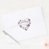 Plum Blush Bloemen Hart Bruiloft Envelop Seal Sticker (Envelop)