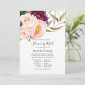 Plum & Blush Floral Baby of Vrijgezellenfeest per  Kaart (Staand voorkant)