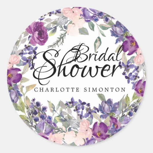 Plum Blush Floral Vrijgezellenfeest Envelope Seal Ronde Sticker (Voorkant)
