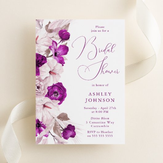 Plum & Blush Floral Vrijgezellenfeest Kaart