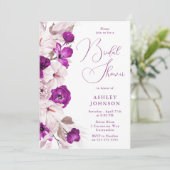 Plum & Blush Floral Vrijgezellenfeest Kaart (Staand voorkant)