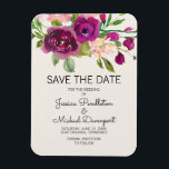 Plum Blush Floral Wedding Save Date Magneet<br><div class="desc">Elegant,  botanisch plum paars en blush roze waterverf floral on iory bruiloft Save the Date magnet. Neem contact met ons op voor hulp bij het aanpassen en aanpassen van producten.</div>